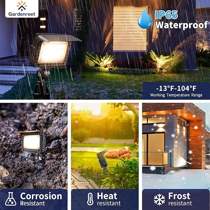 Gardenreet LED Wall Wash Lights - Low Voltage Landscape Flood Light, Brightness & Warm White Cool White Adjustable, 12V Outdoor Waterproof Aluminum Lighting for Sign Wall Garden 12 Pack