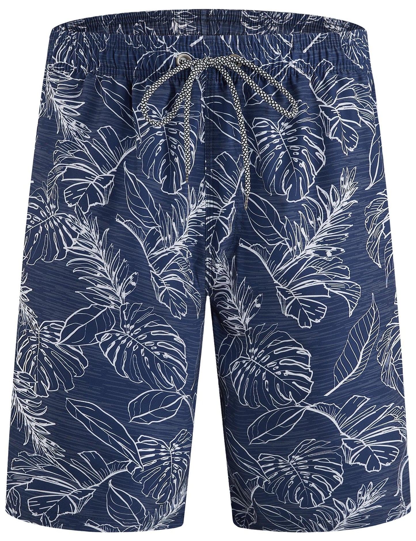 ELETOP Men's Swim Trunks Quick Dry Bathing Suit Swimming Board Shorts Mesh Lining Beach Swimwear Palm Leaf Blue XXL
