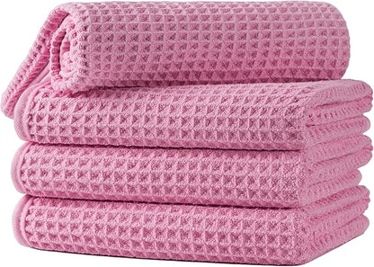 Microfiber Waffle Hand Towels, 4 Pieces, Fast Drying, Lint Free 430 GSM
