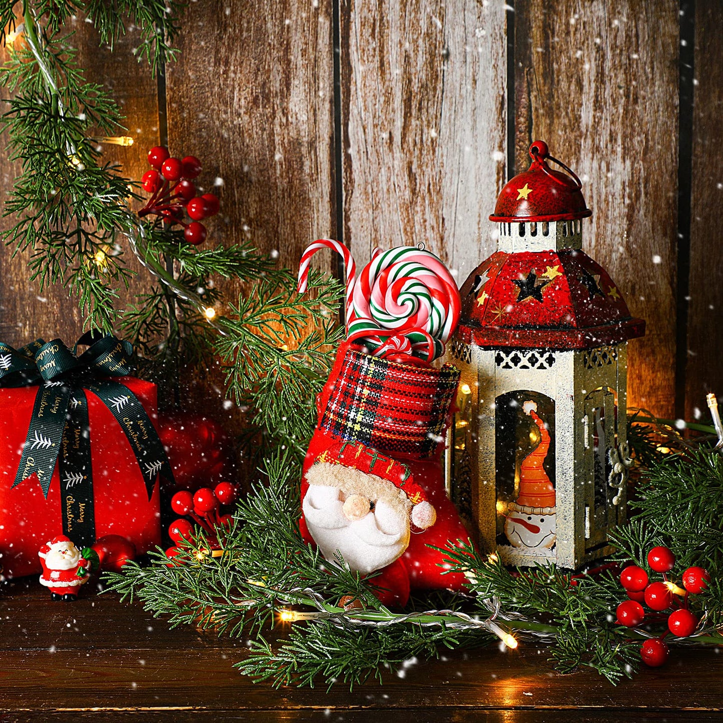 Spiareal 1 Pcs 5.74 ft Christmas Garland with Light Christmas Lighted Pine Garland Prelit Battery Operated Cedar Pine Cone Red Berry Greenery for Mantle Fireplace Decor