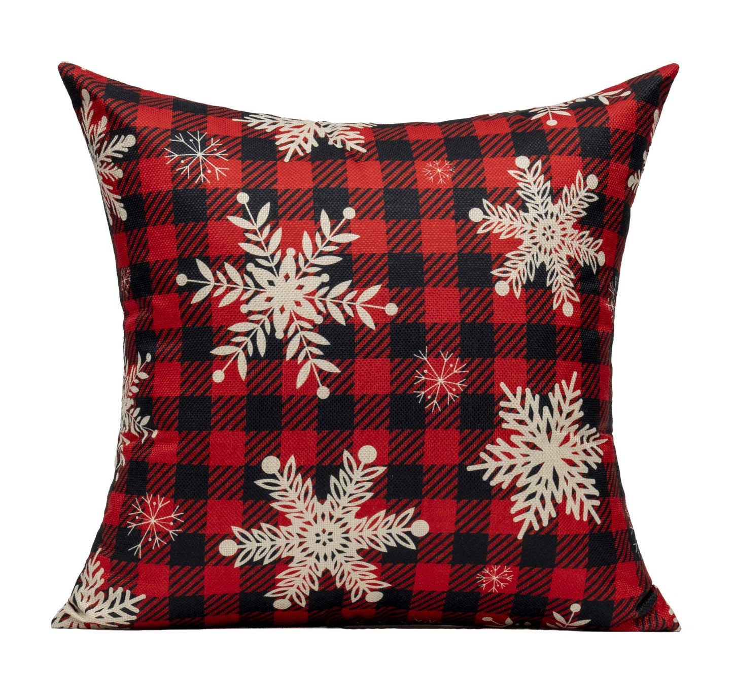 VAKADO Christmas Throw Pillow Covers Decorations Outdoor 18x18 Set of 4 Farmhouse Buffalo Check Xmas Red Deer Cushion Cases Winter Living Room Snow Holiday Home Decor for Couch Porch Indoor Navidad