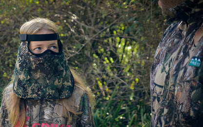 Down Under Outdoors Premium Camo Hunting Face Mask in Lightweight Breathable Sheer Mesh for Warm Weather, Adjustable for Men, Women and Kids