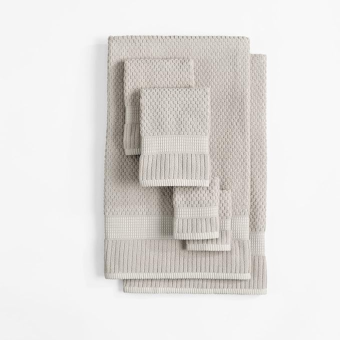 NY Loft 100% Cotton 6 Piece Bath Towel Set | Grey Towels | Oeko-TEX® Standard