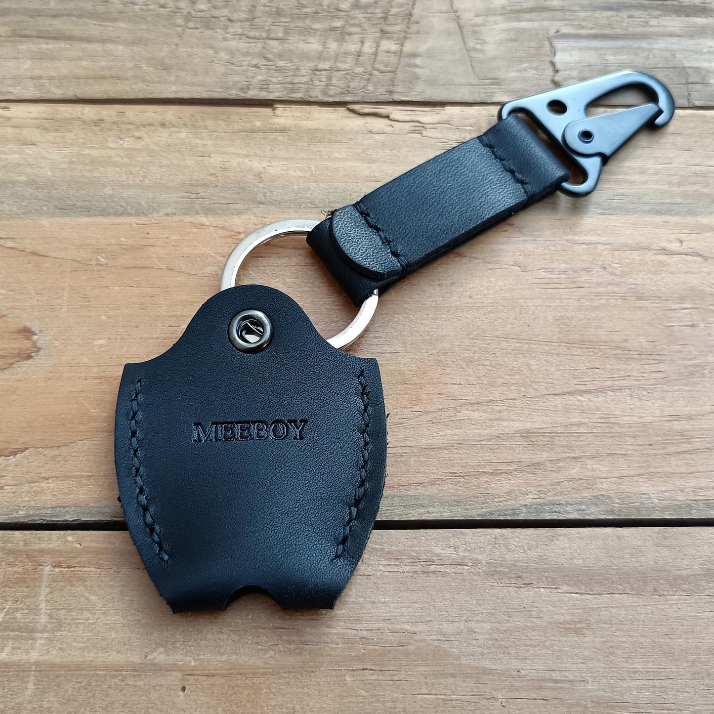 MEEBOY Handmade Leather car Key Sleeve for Broken Key car Key Cover for Men and Women (Black)