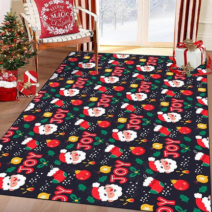 2' X 3' Christmas Rug Santa Claus Area Rugs Washable for Entryway Bedroom Nursery Dorm Laundry Xmas Door Mat for Kids Girls Boys Merry Christmas Indoor Doormat
