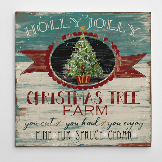 Christmas & Holiday Canvas Wall Art- Winter Christmas Tree Snowman Snow Santa Elves Decor- Ready to Hang - Tannenbaum (24x24)