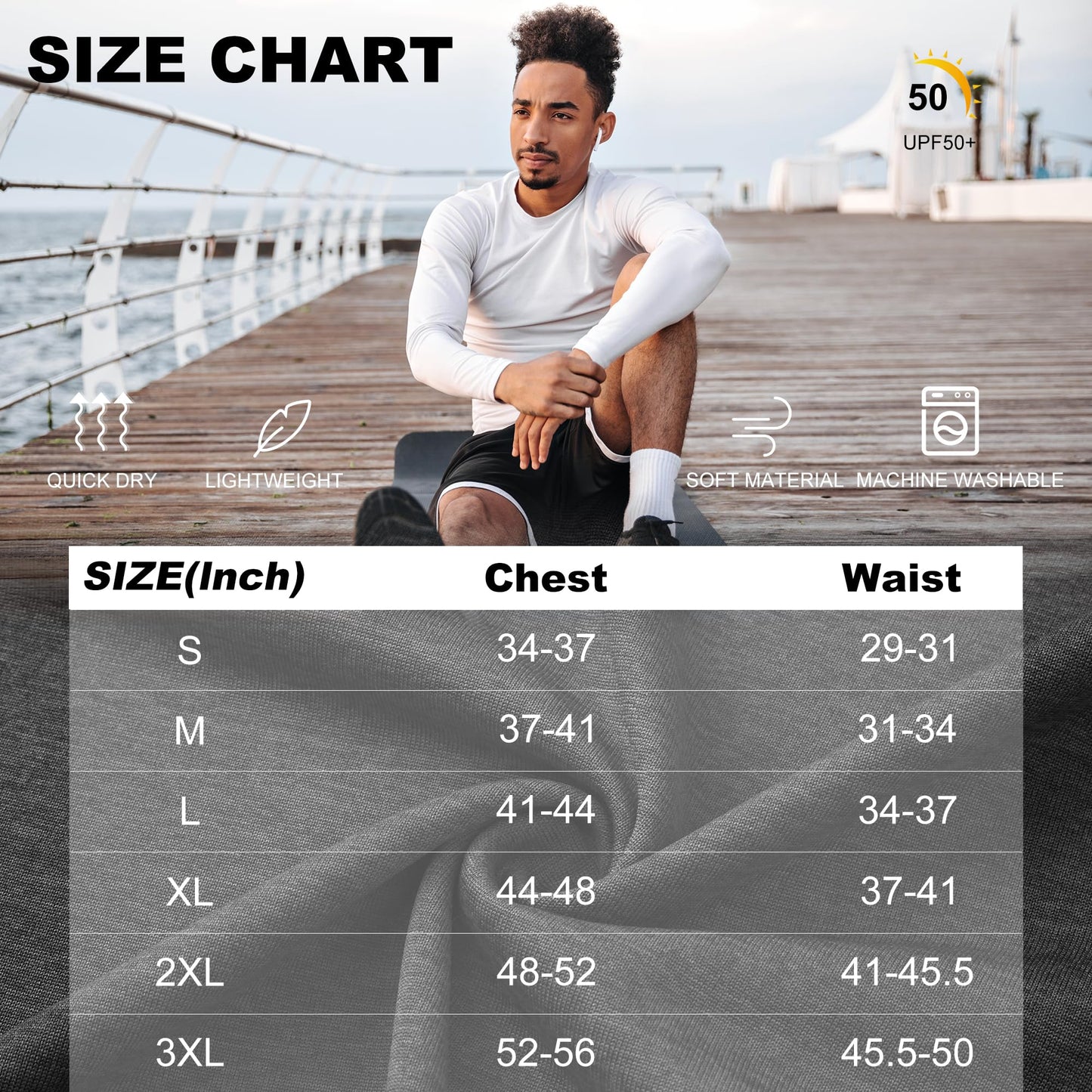 MLYENX 5 Pack Long Sleeve Shirts for Men UPF 50+ UV Sun Protection Quick Dry Moisture Wicking Workout Tee Shirts M