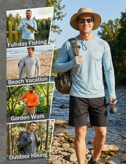 3 Pack Mens UPF 50+ Sun Protection Shirts Long Sleeve SPF Quick Dry Fishing Swim Rash Guard Athletic Workout Tops