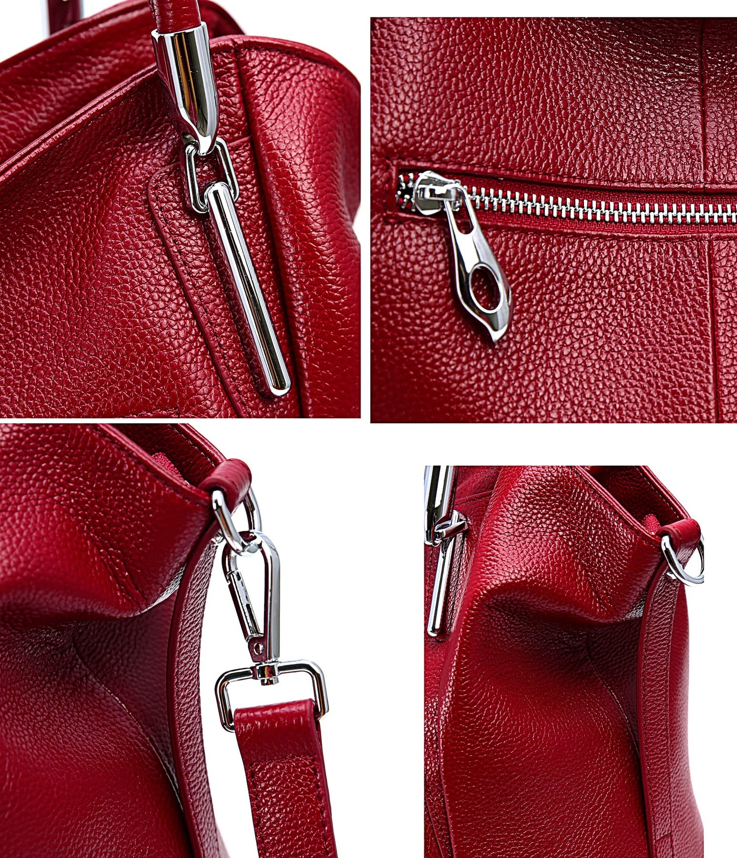 HESHE Soft Leather Handbags for Women Shoulder Handbags Tote Hobo Purses Satchel Bags Classic Women Purses Cross Body Bag (Wine)