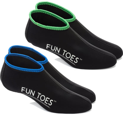FUN TOES Neoprene Socks for Water Sports for Women & Men - 2 PAIRS of Snorkel Fin Socks for Scuba Diving, Snorkeling, Paddling, Boarding, Jetskiing & More 2.5MM (Black, M Men 7-8.5 Women 8.5-10)