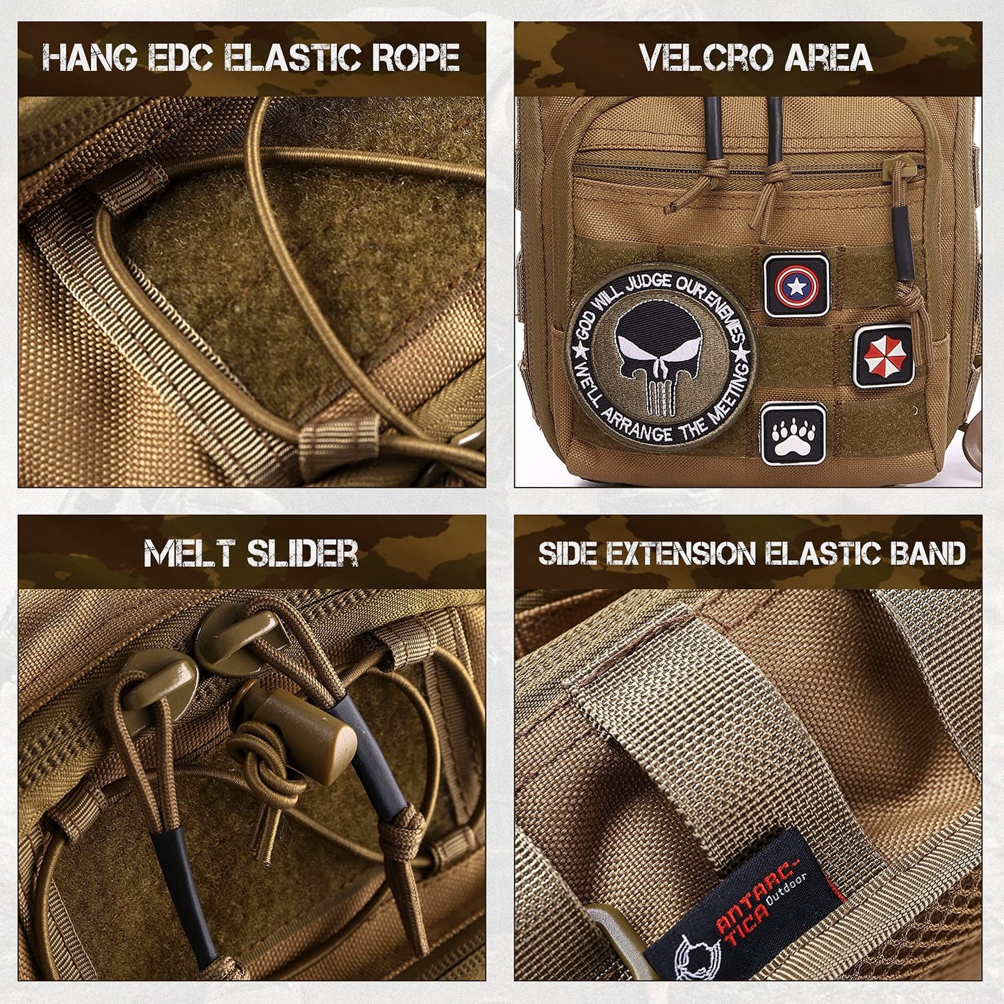 ANTARCTICA Tactical Sling Pack Military Shoulder Bag Molle Assault Range Bag Backpack 1050D