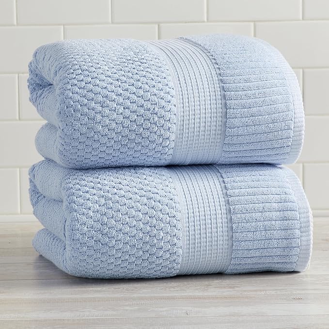 NY Loft 2 Pack Bath Sheet Towel Set | 100% Cotton | Absorbent Quick-Dry
