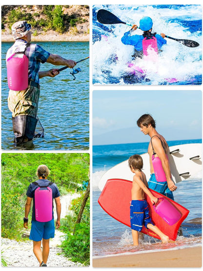 HEETA Waterproof Dry Bag for Women Men, Roll Top Lightweight Dry Storage Bag Backpack with Emergency Whistle for Travel, Kayaking, Boating, Camping, Beach, Cruise Ship Essentials (Rose Red, 40L)