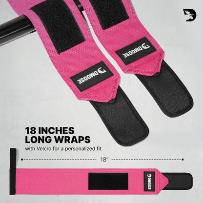 DMoose Wrist Straps for Weightlifting 12 and 18 Inches Thumb Loops with Wrist Support for Workouts Powerlifting Wrist Straps for Weight Lifting Men and Women Pink
