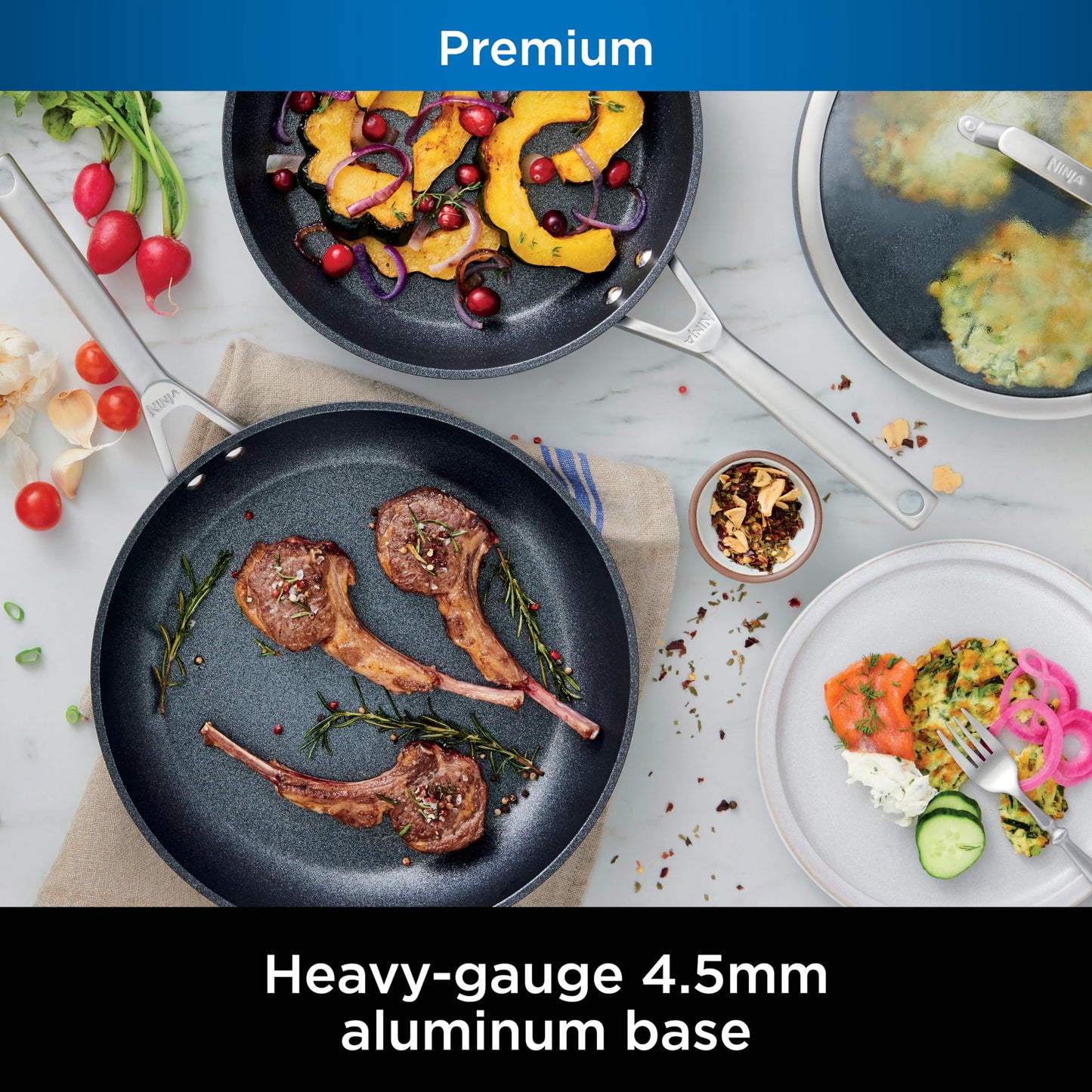 Ninja C30026 Foodi NeverStick Premium 10.25 Inch Fry Pan, Hard-Anodized, Nonstick, Durable & Oven Safe to 500°F, Slate Grey