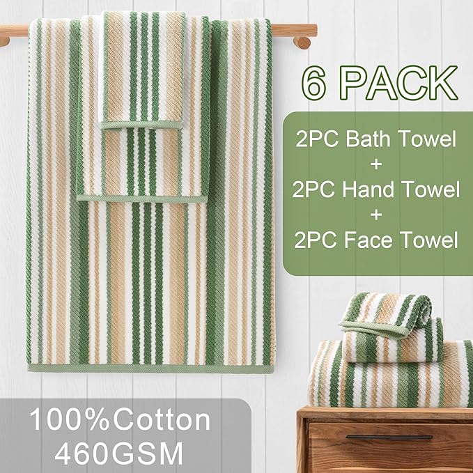 Green Striped Towels