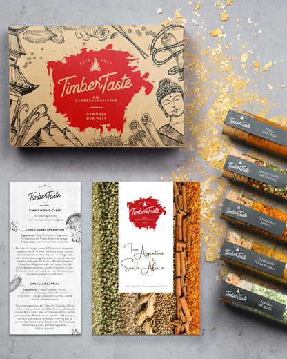 TIMBER TASTE® World Spice Gift Set - Collection of Gourmet International Spice Blends - World Seasonings Set for Men & Women - Birthday Gifting Ideas for Men - Dad Birthday Gifting Ideas