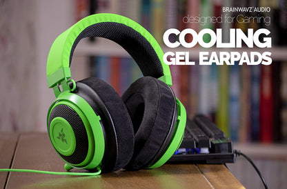 Brainwavz Gaming Earpads for Razer Kraken & Other Gaming Headsets & AKG 701 Q701 & Other Headphones (See List, Dimensions & Video), Cooling Gel, Memory Foam, Micro Suede, XL Round Black