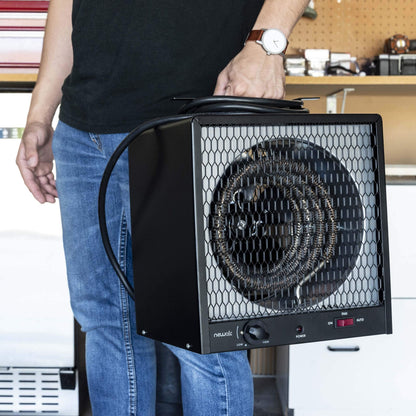Newair 5600W Portable Electric Garage Heater - Heats Up to 600 sq. ft. with 6-Foot Cord Wrap and Carrying Handle, Space Heater Ideal for Garage, Bedroom, Dorm, and Office