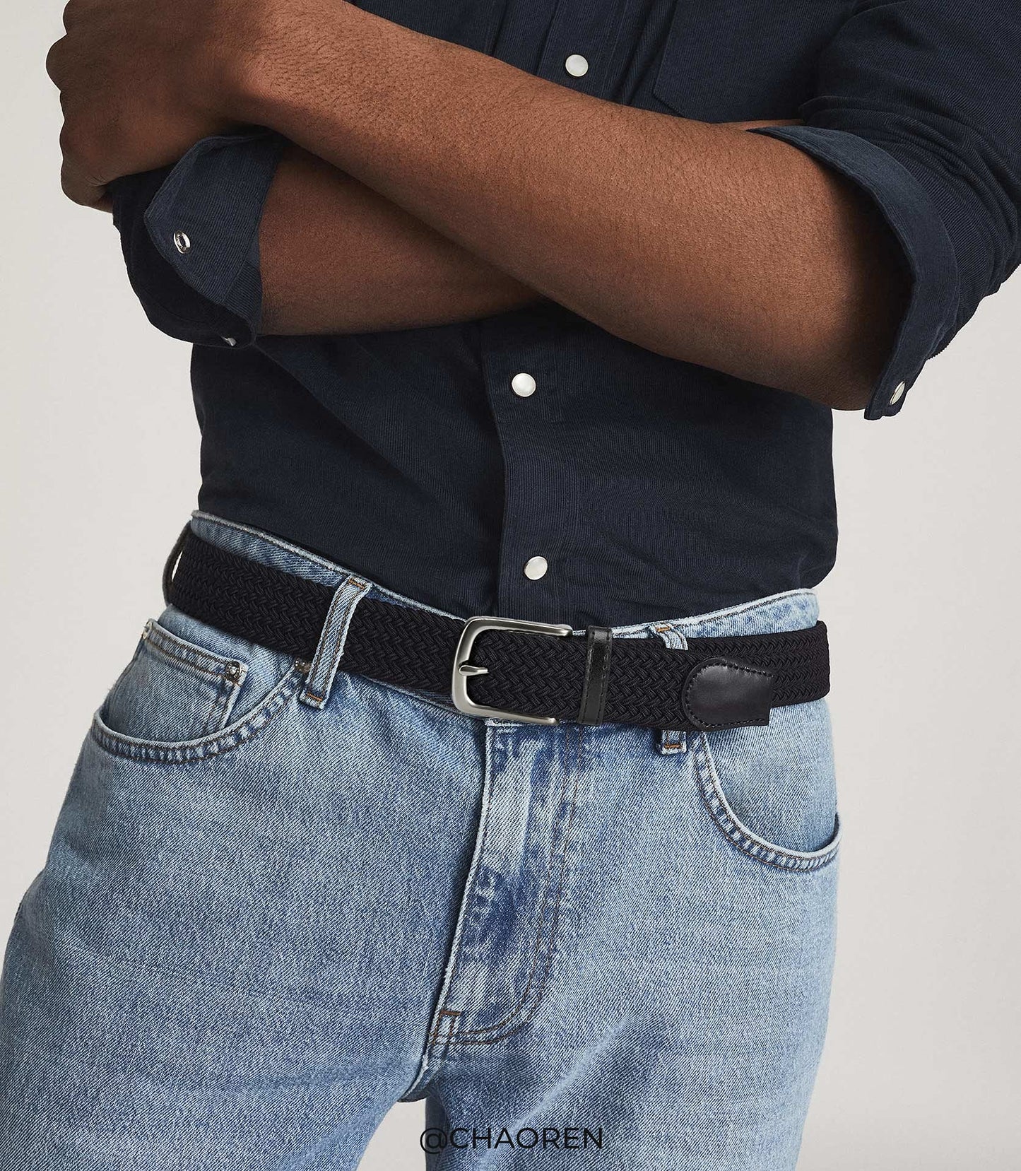 CHAOREN Mens Belt - Braided Stretch Golf Belt for Men 1 3/8"- Gift for Golf Pants Casual Shorts Jeans