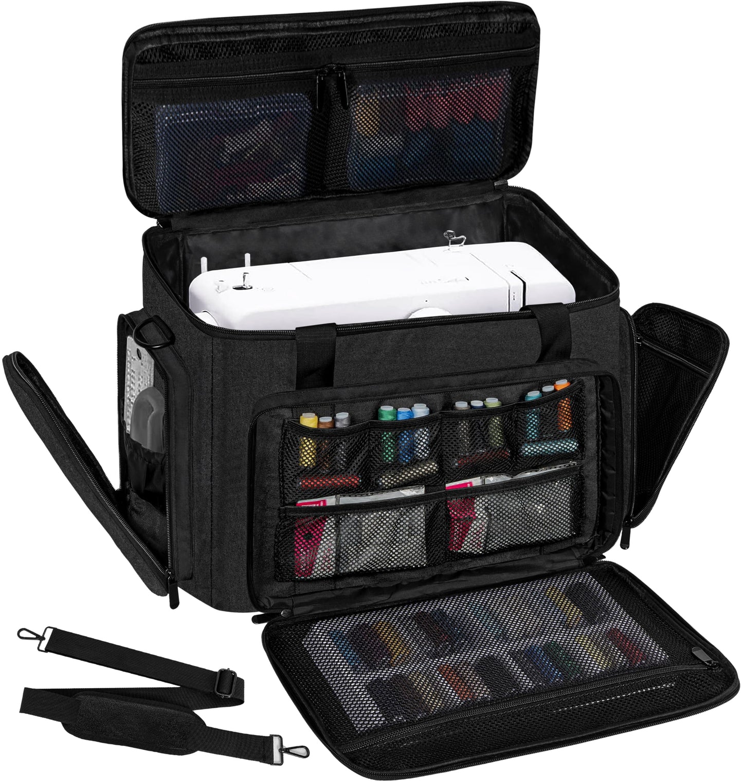 ITHWIU Sewing Machine Carrying Case with Multiple Storage Pockets Large Capacity, Universal Tote Storage Bag Compatible with Most Standard Singer, Brother, Janome