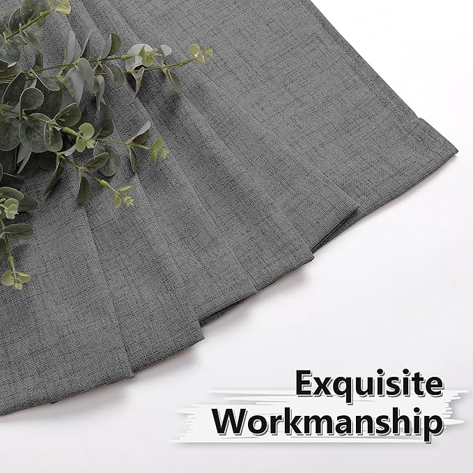 Tollpiz Linen Tier Curtains Rod Pocket Semi Sheer Short Kitchen Curtain Half Burlap Light Filtering Thick Linen Drape for Bathroom, 30 x 30 inches Long, Dark Grey, Set of 2 Panels