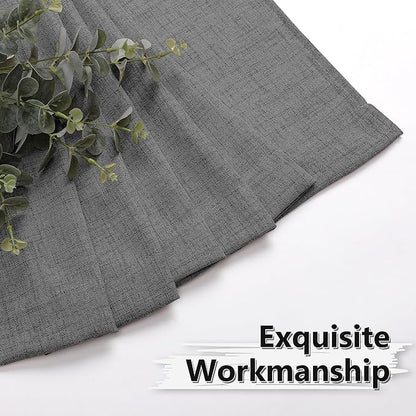 Tollpiz Short Linen Curtains Bedroom Rod Pocket Semi Sheer Curtain Burlap Light Filtering Thick Linen Drapes for Living Room, 38 x 45 inches Long, Dark Grey, Set of 2 Panels