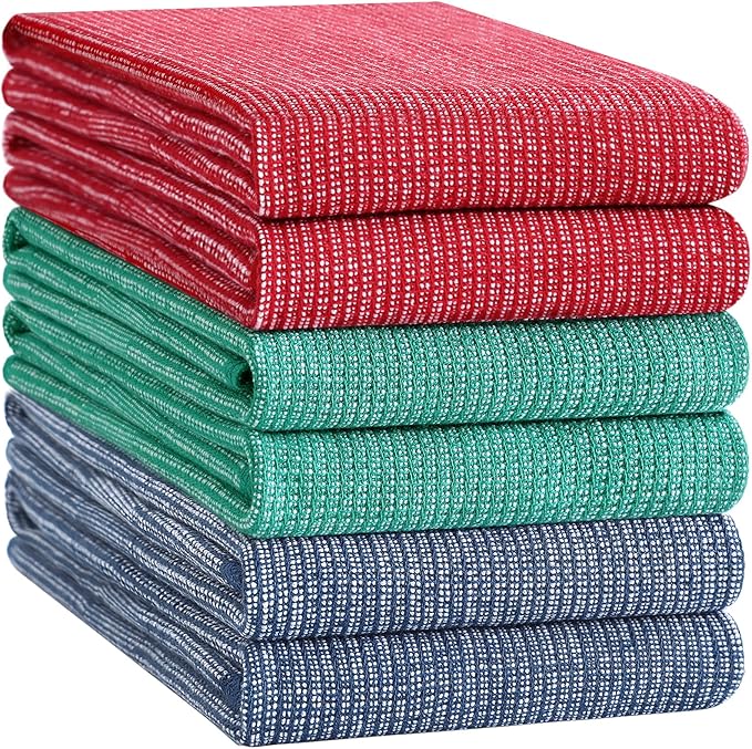 Homaxy Premium Kitchen Towels, Large Cotton Kitchen Hand Towels, Flat and Terry
