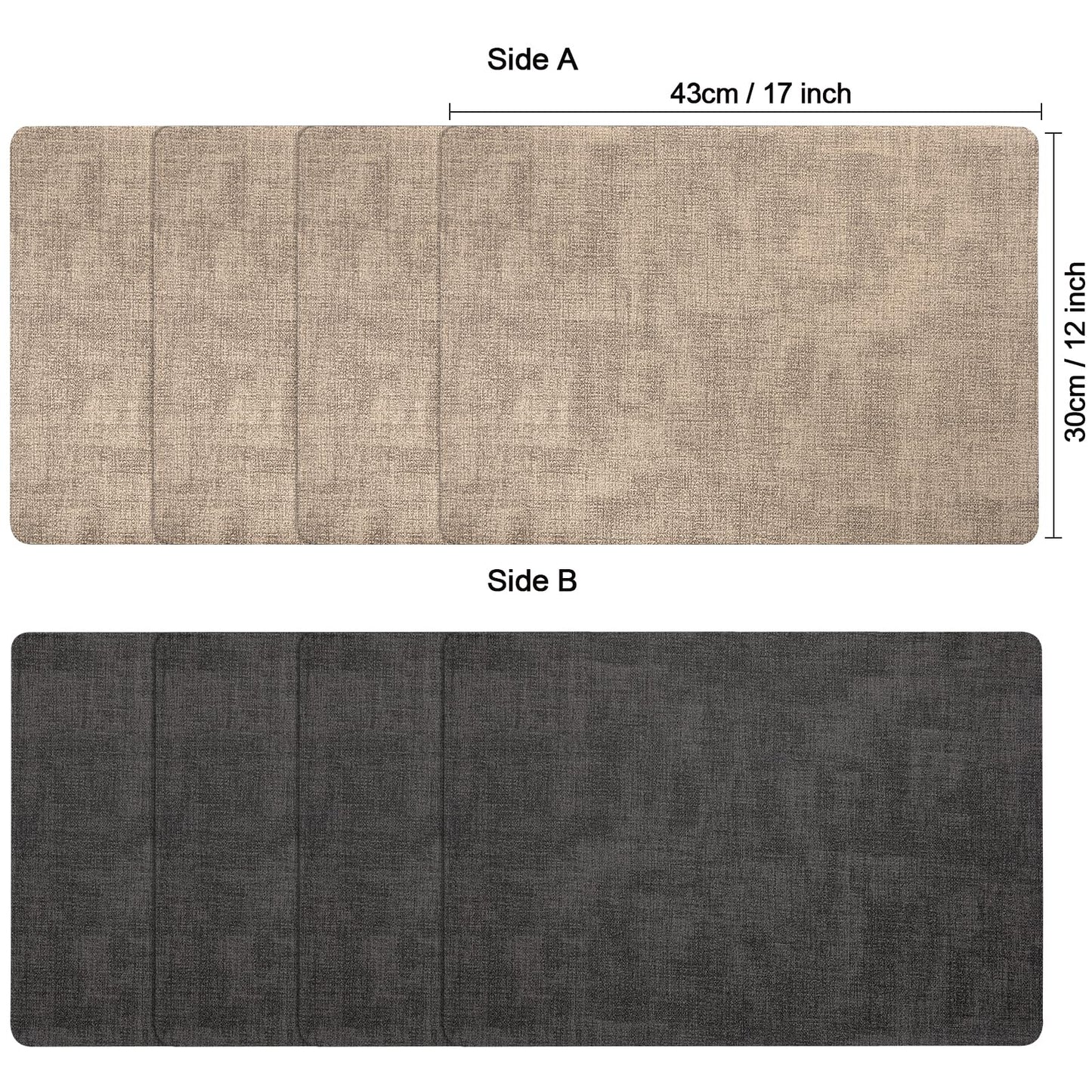 Myir JUN Placemats Dual Sided, Faux Leather Place Mats Set of 4 Indoor Placemat for Dining Table Outdoor Place Mat Manteles Individuales Square Non-Slip Washable Table Mats (Gray Beige, Set of 4)