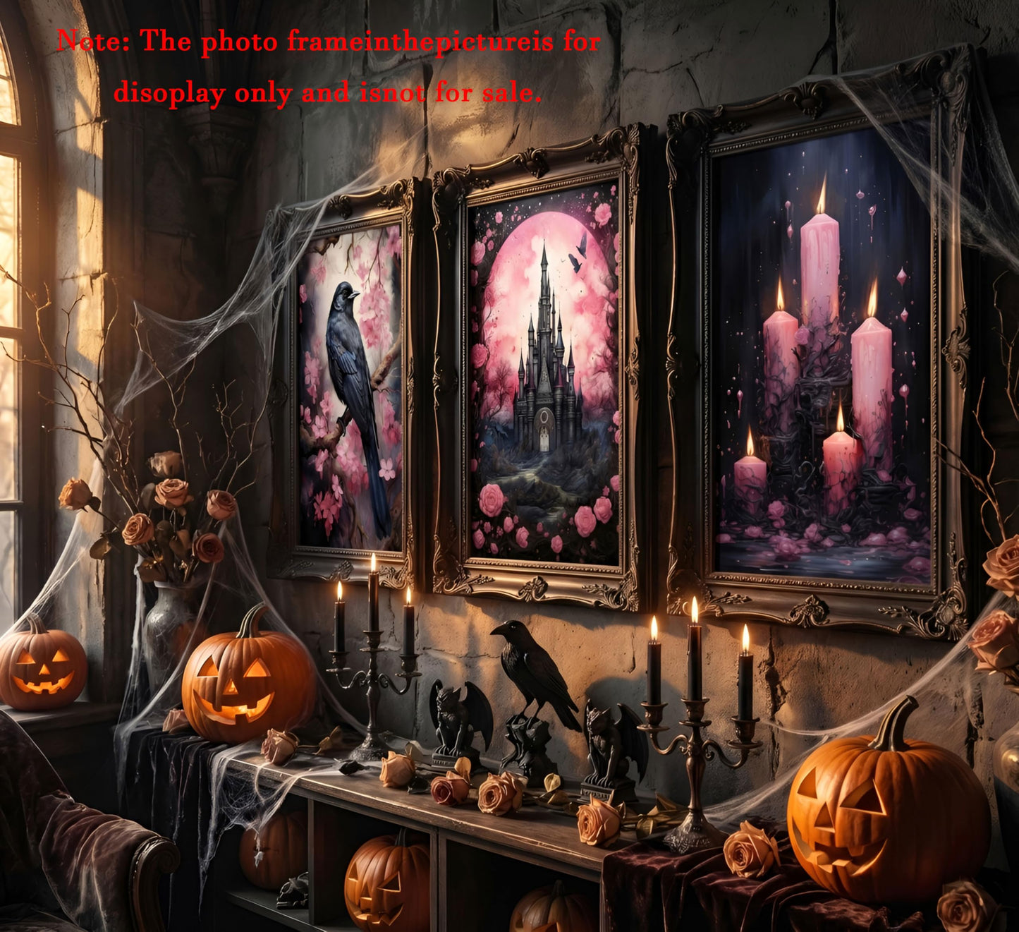 Bexzeak 3PCS Halloween Raven Canvas Wall Art Unframed