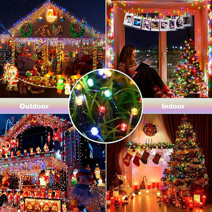 Toodour Battery Christmas Lights, 68.9ft 200 LED Christmas String Lights with 8 Twinkle Modes, Timer, Waterproof Battery Operated String Light for Home, Party, Holiday, Xmas Decor - Multicolor