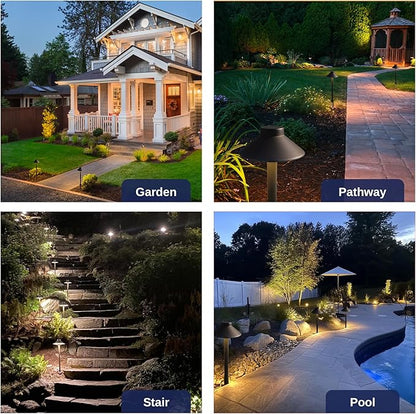 Gardenreet Brass Low Voltage Path Lights, 12V Landscaping Pathway Light IP65 Waterproof, Wired Walkway Lighting Outdoor, LED Bronze for Lawn Backyard with 3W 3000K Soft White G4 Bulb (12 Pack)