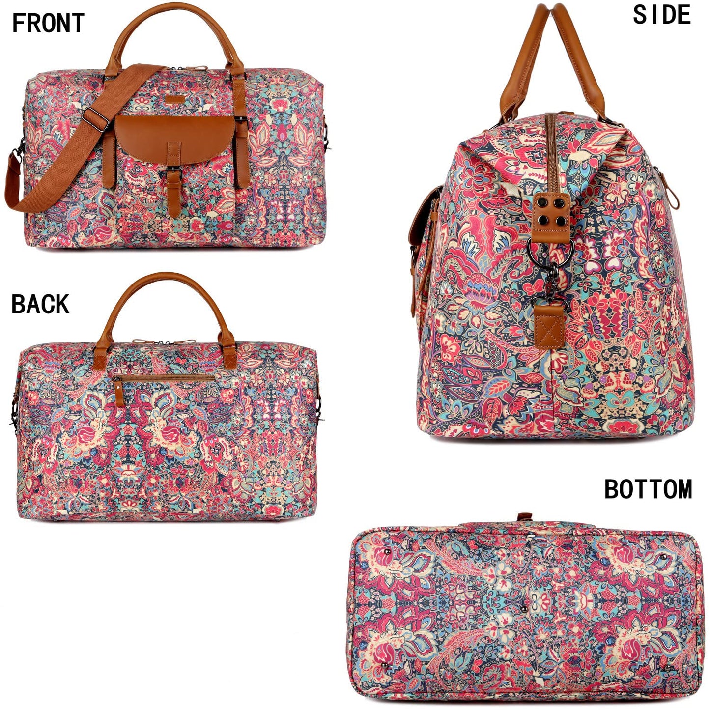 Oversized Pretty Women's Travel Duffel Bag 52L Weekend bag Weekender Overnight Carry on Luggage HB-15 (HS)