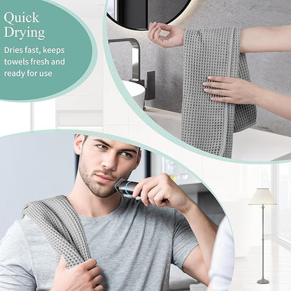 Microfiber Waffle Hand Towels, 4 Pieces, Fast Drying, Lint Free 430 GSM