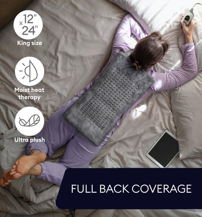 GENIANI Electric Throw - XL Electric Heating Pad for Back Pain & Cramps Relief, Birthday for Women Men Auto Shut Off, Machine Washable, Heat Pad for Neck & Shoulder, 12×24", Tabby Gray