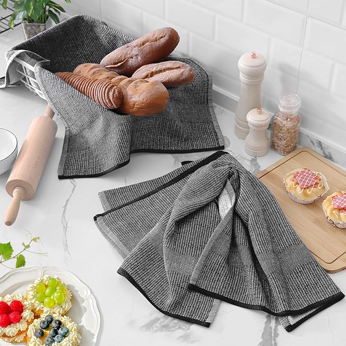 Homaxy Premium Kitchen Towels, Large Cotton Kitchen Hand Towels, Flat and Terry