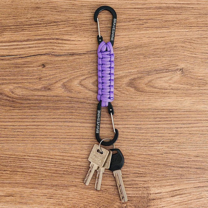 BRAVESHINE 2 Pack Purple Paracord Keychain Hook Carabiner Clips, Lanyard Hanger with D Ring Hooks Heavy-Weight Stroller Hook Holder for Water Bottle, Key, Backpack, Tools, Boys, Girls, Men, Women