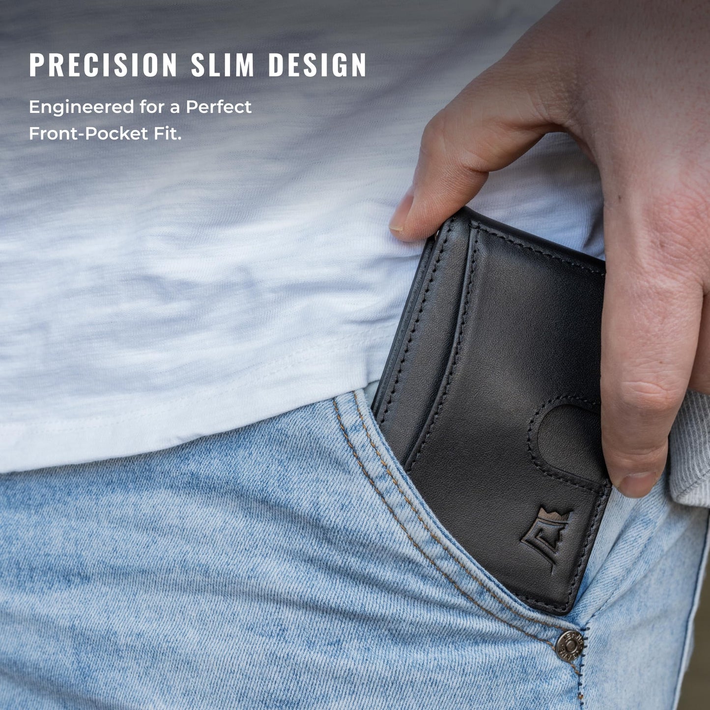 Kings Loot Money Clip Slim Minimalist Wallet for Men – RFID Blocking Leather Design with Money Clip – Front Pocket Bifold Holds 12 Cards – Stylish & Compact Wallets (Black)