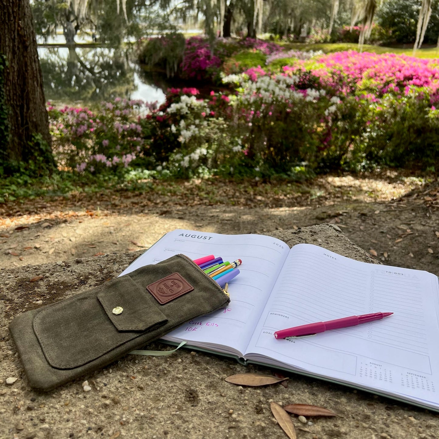 Earth & Fiber Co. Waxed Canvas Artist Pouch - Perfect for Pencils, Pens, Markers, and Stationery - Designed for Artists - Durable Brown Canvas With Brass YKK Zipper