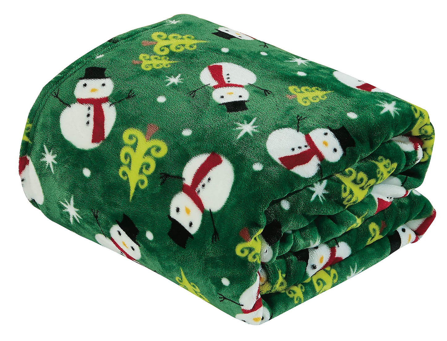 Valerian Luxury Velvet Touch Ultra Plush Christmas Blanket Soft, Warm, Cozy Holiday Printed Fleece Throw/Blanket - 50" x 60inch, Green Snowman