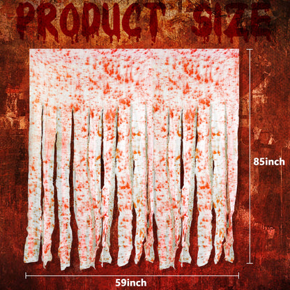 Tlswshsy 4pcs Halloween Door Curtain Decoration with Bloody Hand Prints- 84.6" x 59" Bloody Doorway Curtain Halloween Creepy Cloth for Halloweens,Haunted House,Horror Theme Party