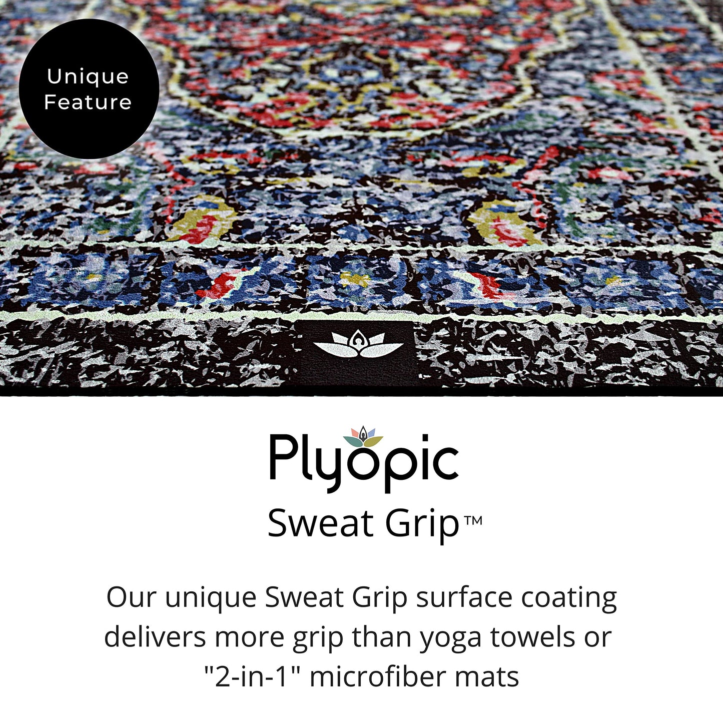 Plyopic. All In One Yoga Mat | Luxury Sweat-Grip Mat/Towel Combo | Ideal for Yoga, Hot Yoga, Bikram, Pilates, Workout & Exercise | Eco-Friendly Natural Rubber