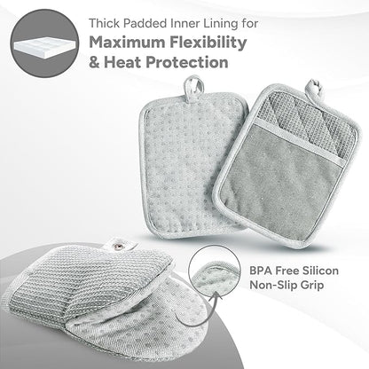 Casa Platino Heat Resistant Oven Mitts & Potholders, 4-Piece – Oven Mitts and