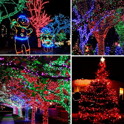 Dazzle Bright Fairy Lights Battery Operated, 4 Pack Total 80FT 240LED Silver Wire Waterproof Battery Operated String Lights, Christmas Decorations for Indoor Outdoor Bedroom Yard Decor, Red