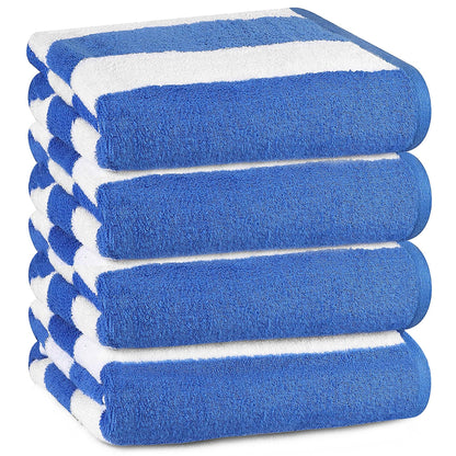 Bliss Casa Beach Towels — 4 Pack, 30 x 60 in — Premium Cotton-Rich Blend, Soft, Absorbent & Quick-Dry Pool Towels, Oversized Cabana Stripes Pool Towel