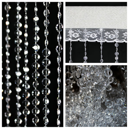 YaoYue Crystal Beaded Curtain Door Curtain 36 x 79 Inches 22 Strands Acrylic Hanging Door Beads Room Divider for Doorway Window Living Room Bedroom Wall Closet Home Decor (White,1 Panel)