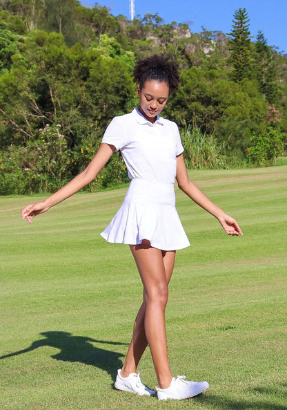 SANTINY Pleated Tennis Skirt for Women with 4 Pockets Women's High Waisted Athletic Golf Skorts Skirts for Running Casual (White_S)