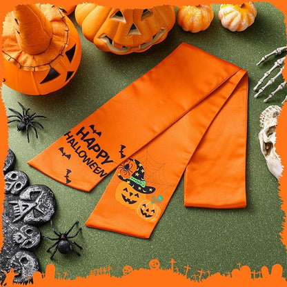Wreath Sash for Front Door Wreath Satin Sash Blank Sashes Embroidery Monogram Yard Doorway Indoor Outdoor Wall Ribbon Bow Home Decor(Orange,Halloween Style)