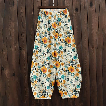 Zaswen Womens Casual Wide Leg Elastic Waist Pants Boho Floral Print Yoga Pants Lightweight Active Beach Trousers with Pockets Style16 4XL