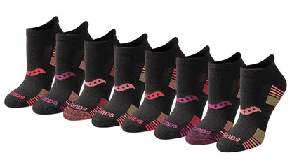 Saucony Women's RunDry Performance 8, 16 Pairs Heel Tab Athletic Socks, S-L, Black Rose Assorted (8 Pairs), Medium